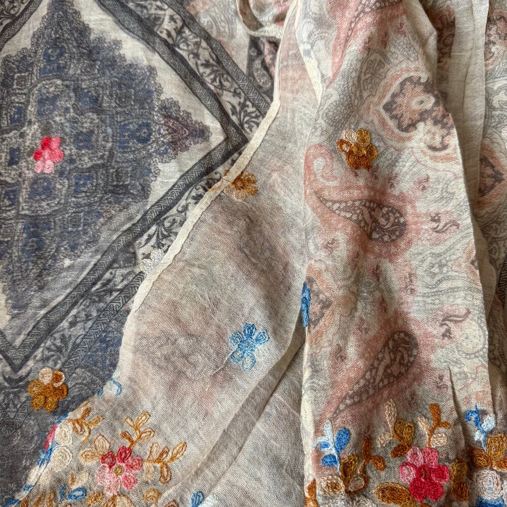 Origami boho open cardigan kimono lace embroidered coastal grandma western OS - Picture 7 of 14